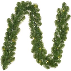 3x stuks groene dennenslingers met 20 LED lampjes 270 cm - Kerstslingers