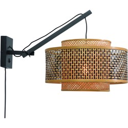 Wandlamp Bhutan - Bamboe Zwart/Naturel - 57x50x50cm