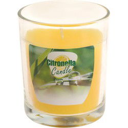 Citronella glazen tafelkaars geel 7 x 8 cm - geurkaarsen