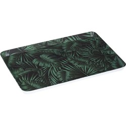 Dienblad/serveerblad rechthoekig Jungle 30 x 22 cm donker groen - Dienbladen