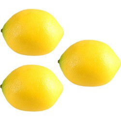 Kunstfruit - 3x - citroen - geel - 7 cm - namaak/nep fruit - kunststof - Kunstbloemen