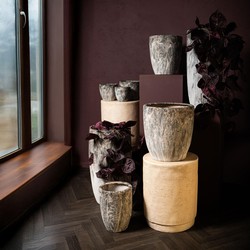 PTMD Bloempot Miah - 40x40x42 cm - Keramiek - Grijs - Set van 3