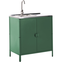 VILAMA - Buitenkeukenkast met spoelbak - Groen - Staal