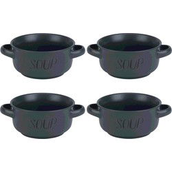 Cosy & Trendy soepkom van aardewerk - 4x - donkergrijs - 470 ml - Kommetjes