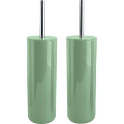 MSV Porto Toilet/wc - 2x - borstel in houder - kunststof - groen - 38 cm - Toiletborstels