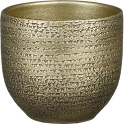 Mica Decorations Plantenpot - terracotta - goud/wit - D14/H12 cm - Plantenpotten