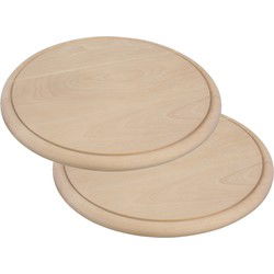 Serveer plank - Set van 5x stuks - D25 cm - hout - rond - ham plankje - broodplank - Serveerplanken