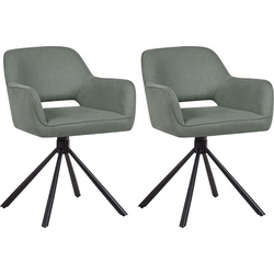 Beliani LOURES - Eetkamerstoel-Groen-Polyester
