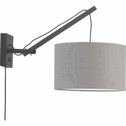 Wandlamp Andes - Bamboe Zwart/Lichtgrijs - 50x32x45cm