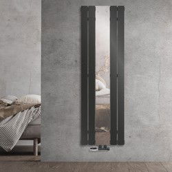 Badkamer radiator plat met spiegel en wandaansluitset 45x160 cm antraciet ML design