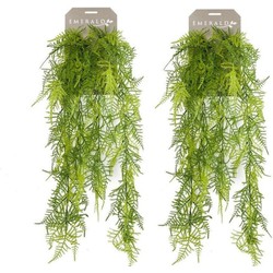 2x Groene Kantvaren kunstplant hangende tak 80 cm - Kunstplanten