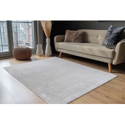 Plush Soft - Fluffy Vloerkleed - 3D Effect, Hoogpolig, 100% Polyester, Super Soft Touch - Zilver- 80x150 CM