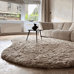 Organisch Hoogpolig Vloerkleed Pilo Beige Polyester Interieur05