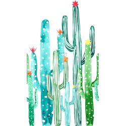 ESTAhome fotobehang aquarel geschilderde bloeiende cactussen tropisch 