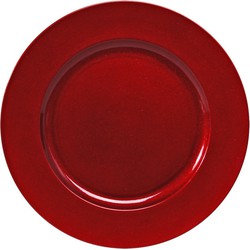 1x stuks kaarsenborden/onderborden rood met glitters 33 cm - Kaarsenplateaus