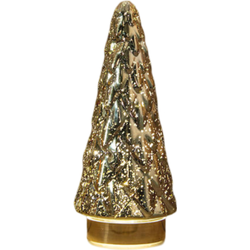 Kerstboompje glas 10led op batterij met timer 24.5x10.5 cm metallic goud