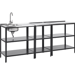 VILAMA - Tuin kookeiland - Zwart - 3-delig - RVS