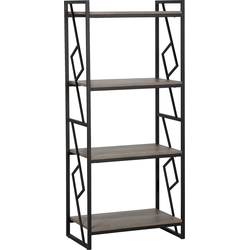 FORRES - Boekenkast - 4 planken - Donkere houtkleur - Spaanplaat