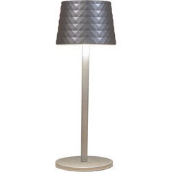 Draadloze tafellamp warm wit dimbaar led inclusief usb kabel 22.5x8.5 cm zilver