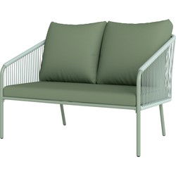 4goodz Polyrattan 2-zits tuinbank met kussens - Groen
