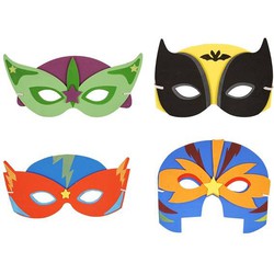 24 Stuks - Mix Superhelden Maskers van Foam - Traktatie - Uitdeelcadeautjes - Mix Kleur Superhelden Feest Maskers - Jongens