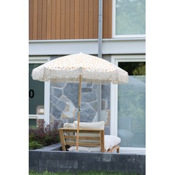 Strandparasol tuinparasol geel beige | kantelbaar | met hoes | 180 cm D | stokparasol | tuin parasol | boho