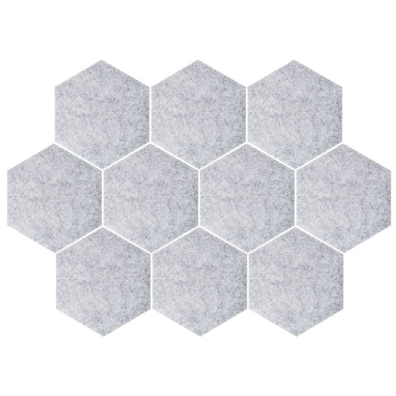 QUVIO Vilten memobord hexagon set van 10 - Grijs - 