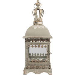 Clayre & Eef Lantaarn 20x20x51 cm Grijs Groen IJzer Glas