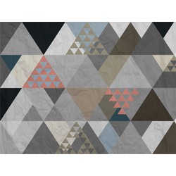 Sanders & Sanders fotobehang grafische driehoeken grijs, beige en bruin - 360 x 270 cm - 600506