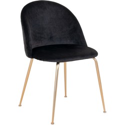 Geneve Dining Chair - Chair in black velvet with legs in brass look - set of 2