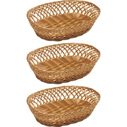 3x Ovalen fruitmandje/broodmandje 23,5 x 31 x 8,5 cm gevlochten riet uiterlijk - broodmand