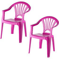 Camping Kinderstoel kunststof - 2x - fuchsia roze - 37 x 31 x 51 cm - Kinderstoelen