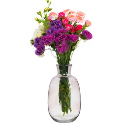 Giftdecor Bloemenvaas Crystal - luxe deco glas - grijs transparant - D21 x H36 cm - ovale bol vaas - Vazen