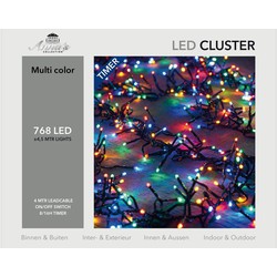 Clusterverlichting met timer 768 lampjes gekleurd 4,5 m - Kerstverlichting kerstboom