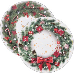Christmas Decoration kaarsenbord/onderbord - kerst- kunststof - D33 cm - Kaarsenplateaus