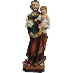 Jozef beeldje - Jezus op arm - 13 cm - polystone - religieuze beelden - Kerstbeeldjes