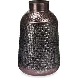 Giftdecor Bloemenvaas Antique Roman - zilver/brons - metaal - D22 x H39 cm - Vazen