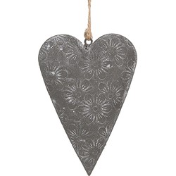 Clayre & Eef Decoratie Hanger Hart 8 cm Grijs IJzer