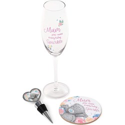 Me to You moederdag prosecco/wijn giftset - Flessenstopper/champagneglas/onderzetter - Wijnafsluiters