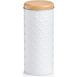 Zeller voorraad/bewaar blik voor koffiepads - wit - 18 x 7,5 cm - Voorraadblikken