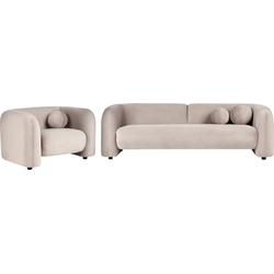 Beliani LEIREN - Zitgroep-Beige-Fluweel