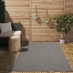 Nilus Laagpolig Effen Grijs vloerkleed - Indoor En Outdoor