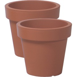 4x stuks basic plantenpot/bloempot kunststof dia 16 cm/hoogte 14.5 cm terra cotta - Plantenpotten