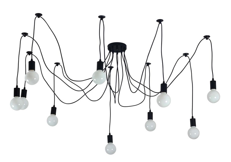 Groenovatie Edison Vintage Hanglamp, 8 Lamphouders Zwart - 