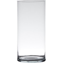 Glazen bloemen cilinder vaas/vazen 30 x 12 cm transparant - Vazen