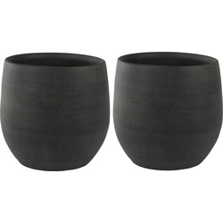 2x stuks plantenpotten/bloempotten in een strakke Modern design look grafiet Dia 36 cm en Hoogte 32 - Plantenpotten