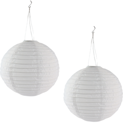 HIXA Lampionnen - met Verlichting - Voor Buiten - Set van 2 - Solar - 40 cm - Wit