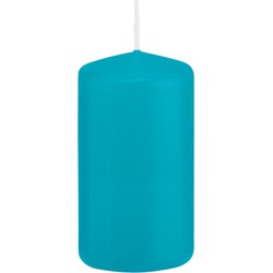 1x Kaarsen turquoise blauw 5 x 10 cm 23 branduren sfeerkaarsen - Stompkaarsen