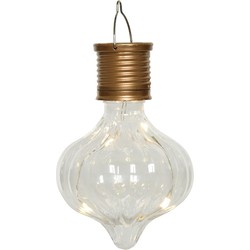 Lumineo solar hanglamp bol/lampion - Marrakech - kunststof - D8 x H12 cm - LED - Buitenverlichting