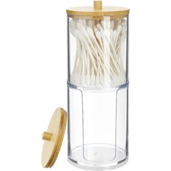 Wattenstaafjes / Watten Schuifjes dispenser Bamboe/Kunststof – L8 x H18,5 cm